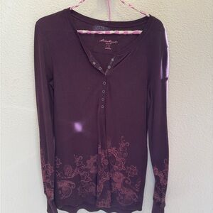 Eddie Bauer Purple Fitted Long Sleeve Blouse